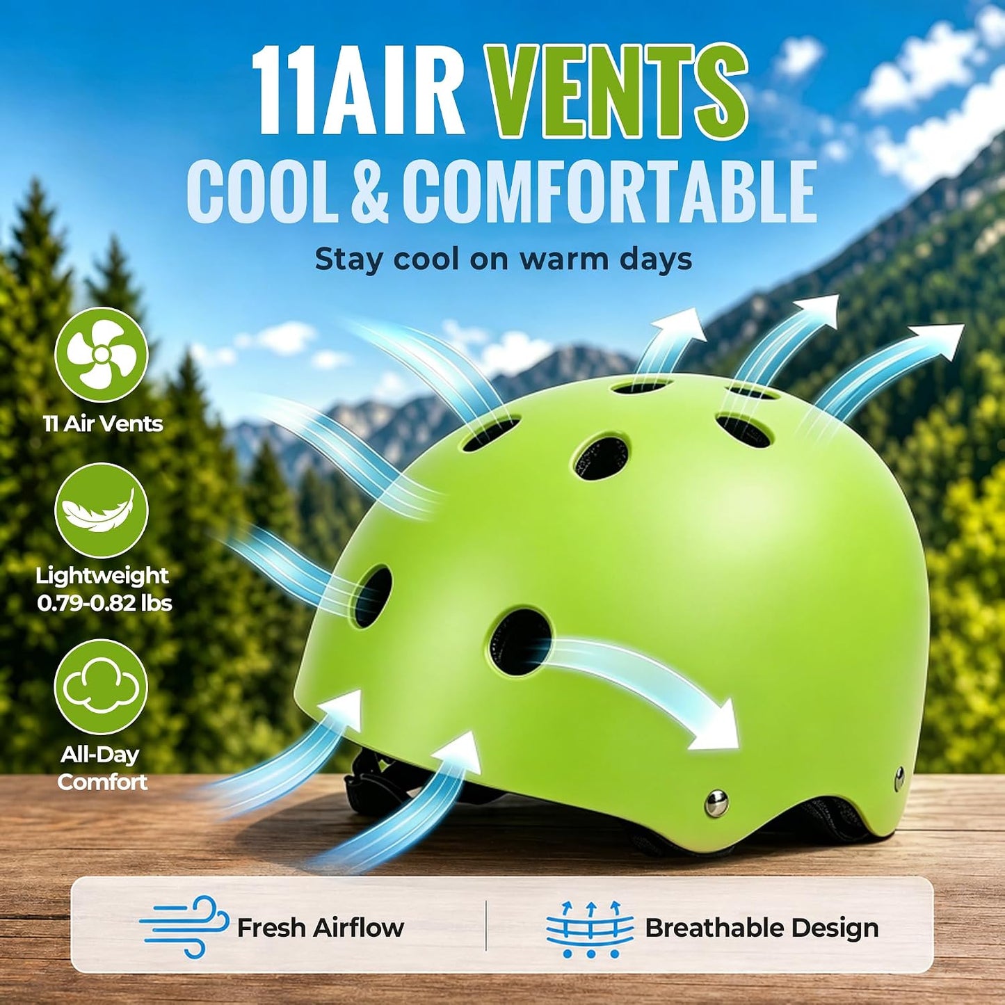 Kids Bike Helmet, Adjustable Toddler Helmet for Ages 3-5-8-14 | CPSC Certified, ABS+EPS, 11 Vents, Lightweight, Dial Fit for Boys Girls Youth, Multi-Sport Bicycle Scooter Skateboard Cycling