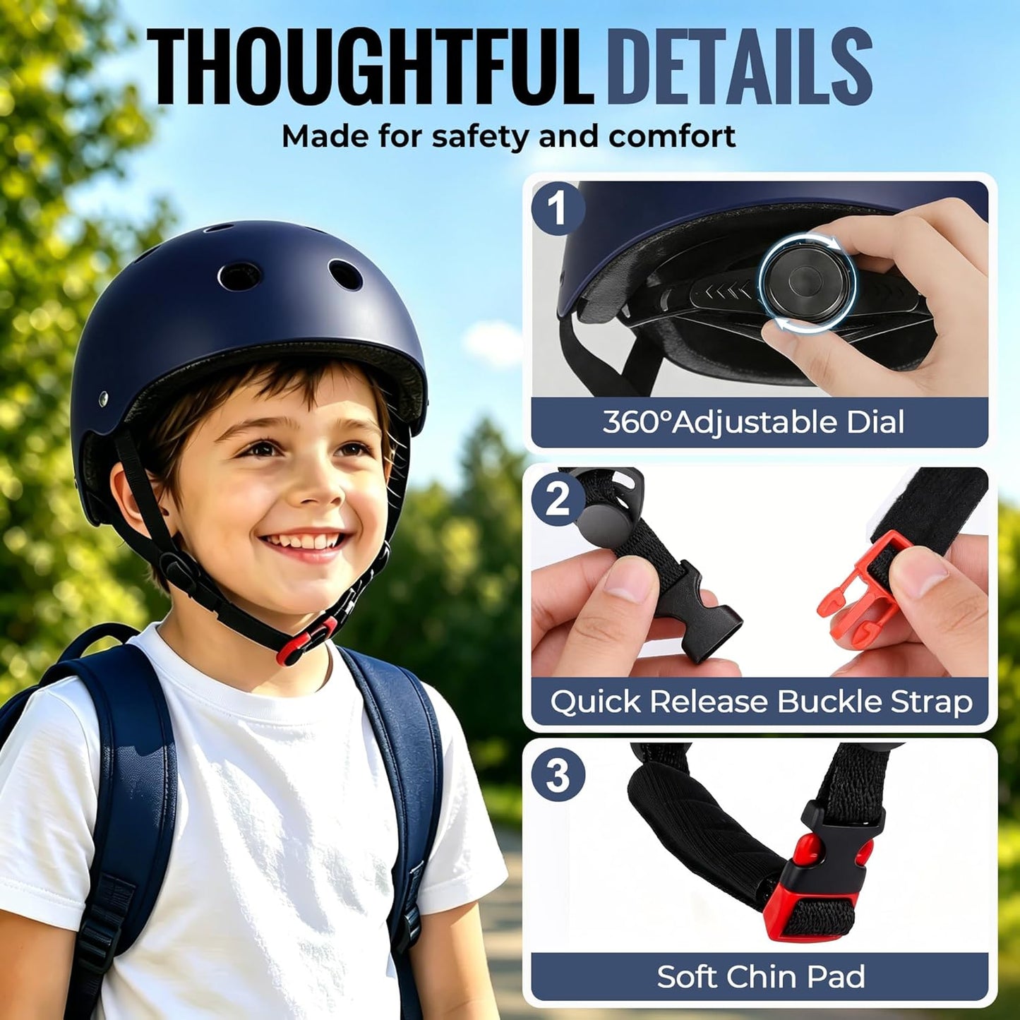 Kids Bike Helmet, Adjustable Toddler Helmet for Ages 3-5-8-14 | CPSC Certified, ABS+EPS, 11 Vents, Lightweight, Dial Fit for Boys Girls Youth, Multi-Sport Bicycle Scooter Skateboard Cycling