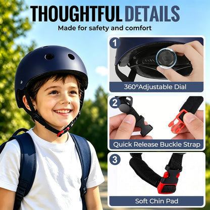 Kids Bike Helmet, Adjustable Toddler Helmet for Ages 3-5-8-14 | CPSC Certified, ABS+EPS, 11 Vents, Lightweight, Dial Fit for Boys Girls Youth, Multi-Sport Bicycle Scooter Skateboard Cycling