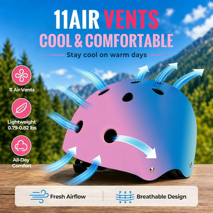 Kids Bike Helmet, Adjustable Toddler Helmet for Ages 3-5-8-14 | CPSC Certified, ABS+EPS, 11 Vents, Lightweight, Dial Fit for Boys Girls Youth, Multi-Sport Bicycle Scooter Skateboard Cycling