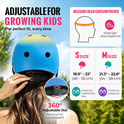 Kids Bike Helmet, Adjustable Toddler Helmet for Ages 3-5-8-14 | CPSC Certified, ABS+EPS, 11 Vents, Lightweight, Dial Fit for Boys Girls Youth, Multi-Sport Bicycle Scooter Skateboard Cycling