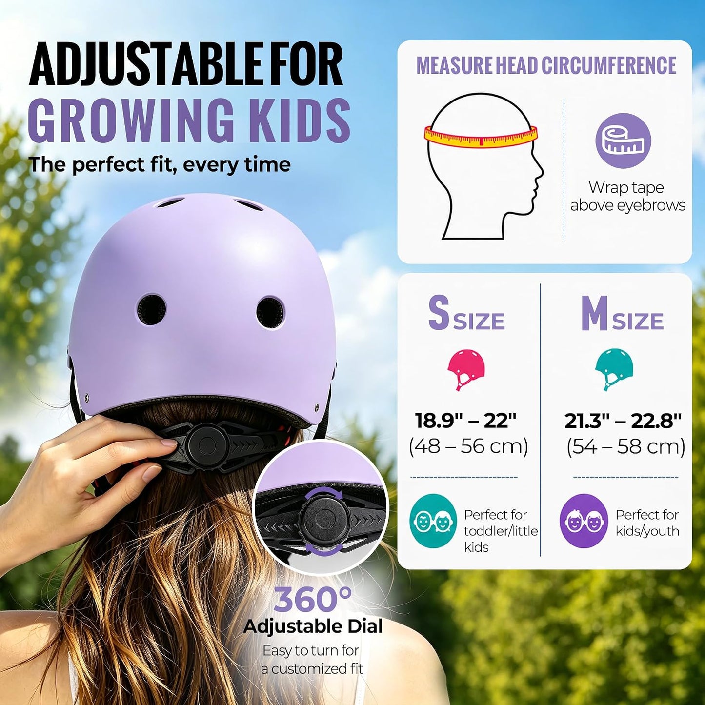 Kids Bike Helmet, Adjustable Toddler Helmet for Ages 3-5-8-14 | CPSC Certified, ABS+EPS, 11 Vents, Lightweight, Dial Fit for Boys Girls Youth, Multi-Sport Bicycle Scooter Skateboard Cycling