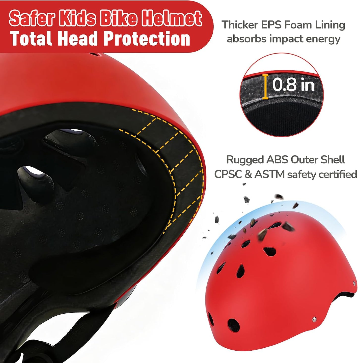 Kids Bike Helmet, Adjustable Toddler Helmet for Ages 3-5-8-14 | CPSC Certified, ABS+EPS, 11 Vents, Lightweight, Dial Fit for Boys Girls Youth, Multi-Sport Bicycle Scooter Skateboard Cycling