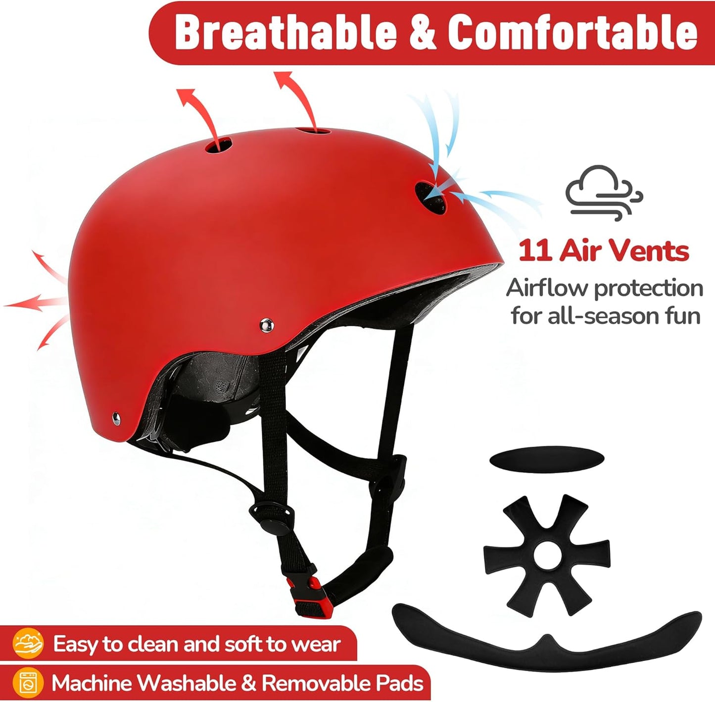 Kids Bike Helmet, Adjustable Toddler Helmet for Ages 3-5-8-14 | CPSC Certified, ABS+EPS, 11 Vents, Lightweight, Dial Fit for Boys Girls Youth, Multi-Sport Bicycle Scooter Skateboard Cycling