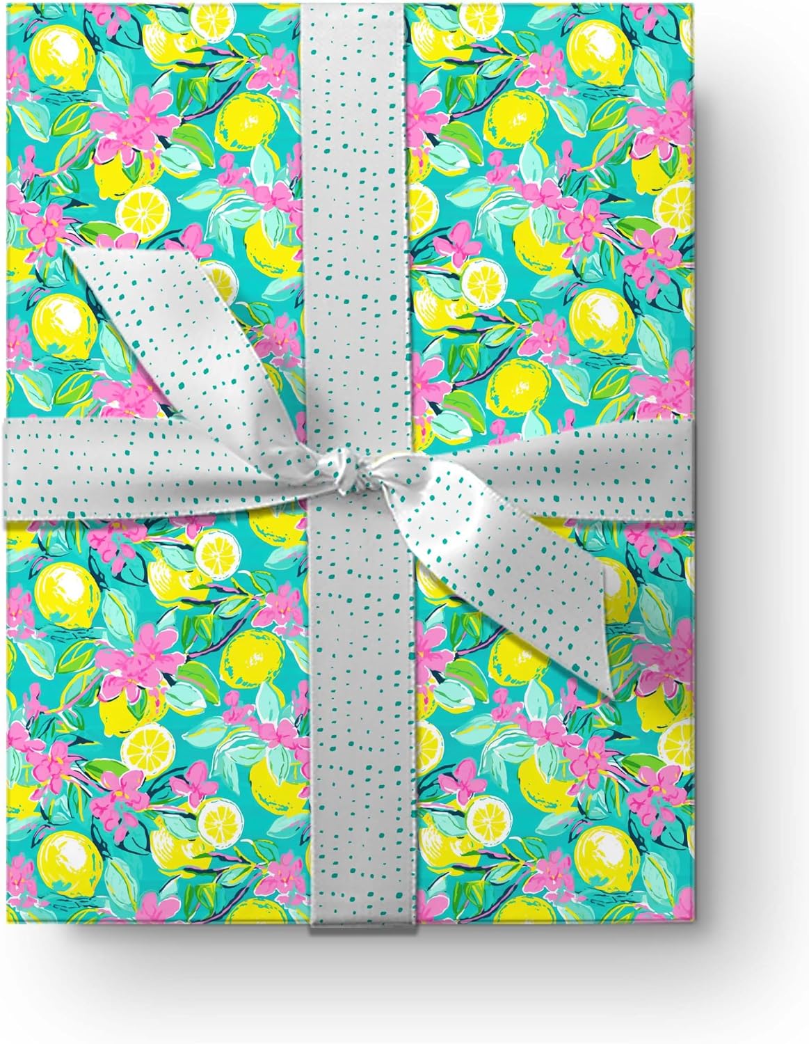 Cute Watercolor Lemon Theme Gift Paper, Citrus Fruit Summertime Wrapping Paper, Lemon Flower Theme Decor (Yellow, 20 inch x 30 inch sheet)