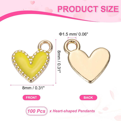 Enamel Alloy Heart Charm,Valentine Heart Pendants Love Jewelry Making Charm for DIY Necklace Bracelet Earrings Keychain