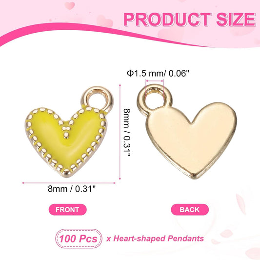 Enamel Alloy Heart Charm,Valentine Heart Pendants Love Jewelry Making Charm for DIY Necklace Bracelet Earrings Keychain