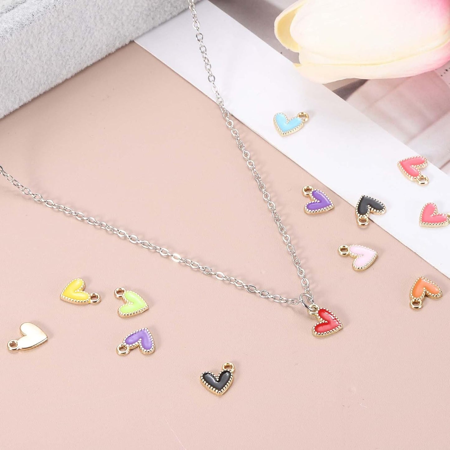 Enamel Alloy Heart Charm,Valentine Heart Pendants Love Jewelry Making Charm for DIY Necklace Bracelet Earrings Keychain