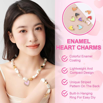 Enamel Alloy Heart Charm,Valentine Heart Pendants Love Jewelry Making Charm for DIY Necklace Bracelet Earrings Keychain
