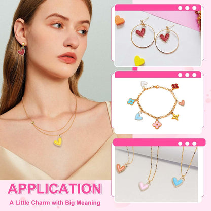 Enamel Alloy Heart Charm,Valentine Heart Pendants Love Jewelry Making Charm for DIY Necklace Bracelet Earrings Keychain