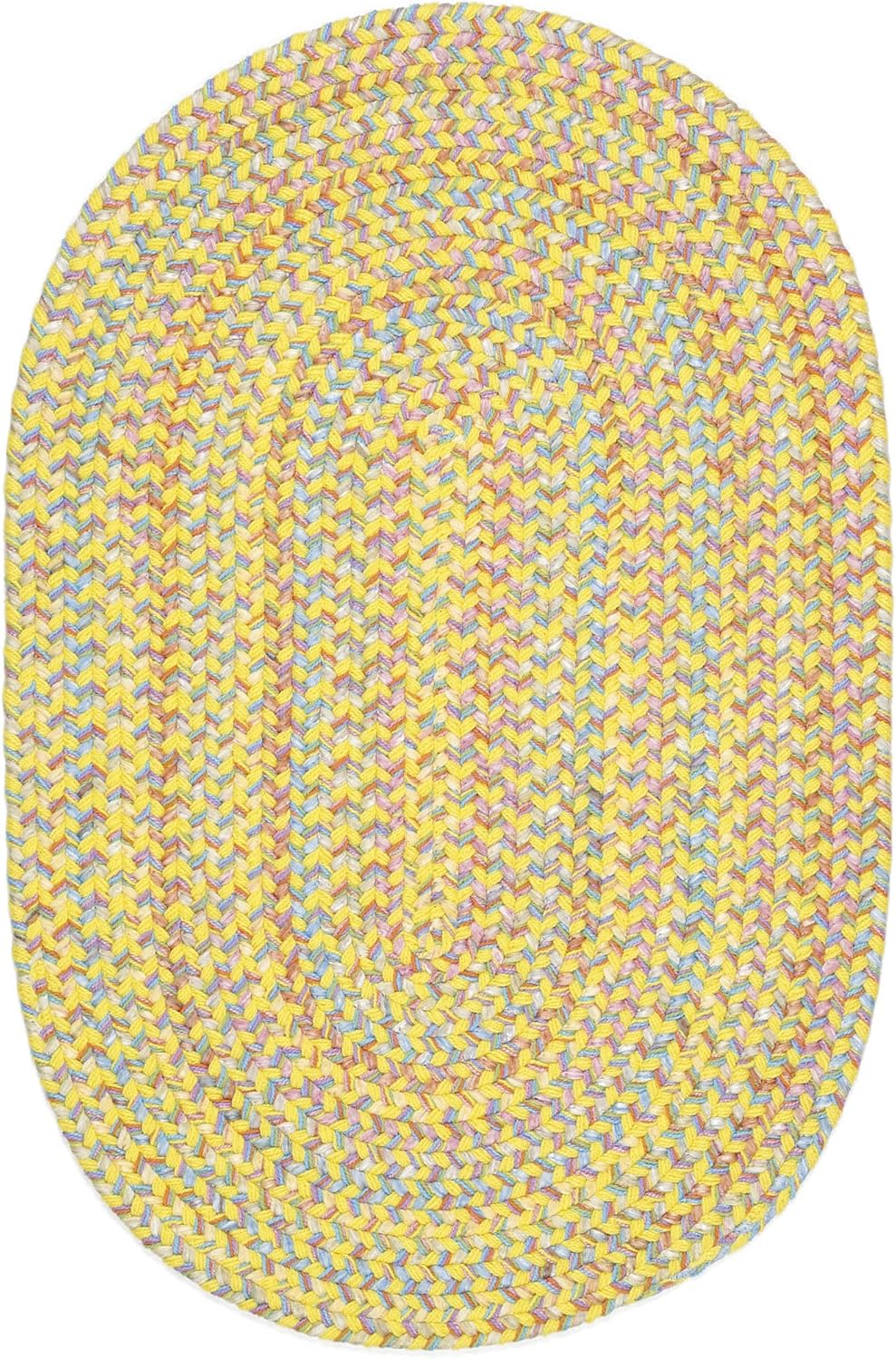 Braided Rug for Kids Room - Nursery Decor - Classroom Carpet - Made in USA - Washable - Made for Playrooms - Hipster, Yellow Multi, 4' X 6' Oval