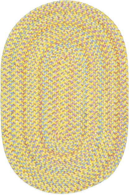 Braided Rug for Kids Room - Nursery Decor - Classroom Carpet - Made in USA - Washable - Made for Playrooms - Hipster, Yellow Multi, 4' X 6' Oval