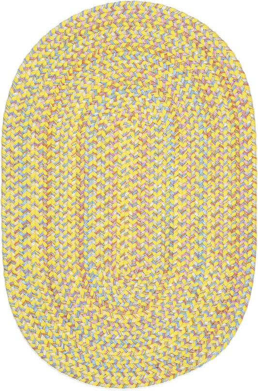 Braided Rug for Kids Room - Nursery Decor - Classroom Carpet - Made in USA - Washable - Made for Playrooms - Hipster, Yellow Multi, 4' X 6' Oval