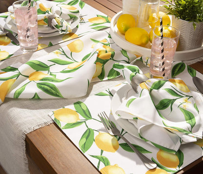 Lemon Bliss Outdoor Tabletop, Collection Stain Resistant & Waterproof, Napkin Set, 20x20