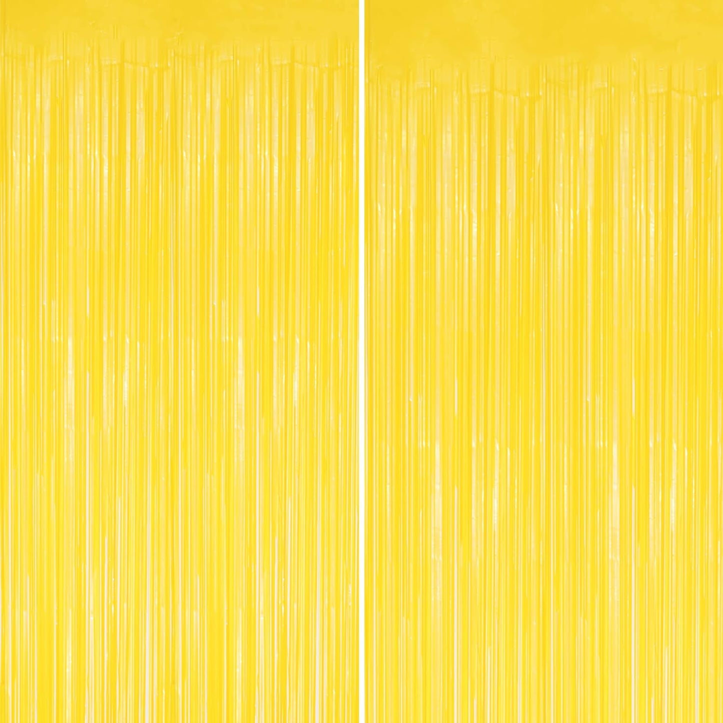 2 Pack Foil Fringe Backdrop - Pastel Yellow Shiny Tinsel Curtains for Party Decoration/Photo Booth Props - 3.3x6.6 FT Metallic Foil Backdrop for Birthday, Wedding, Graduation, Christmas.