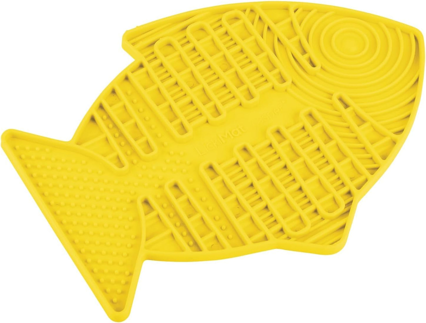 Casper, Fish-Shaped Cat Slow Feeders Lick Mat, Boredom Anxiety Reducer; Perfect for Food, Treats, Yogurt, or Peanut Butter. Fun Alternative to a Slow Feed Cat Bowl or Dish, Yellow