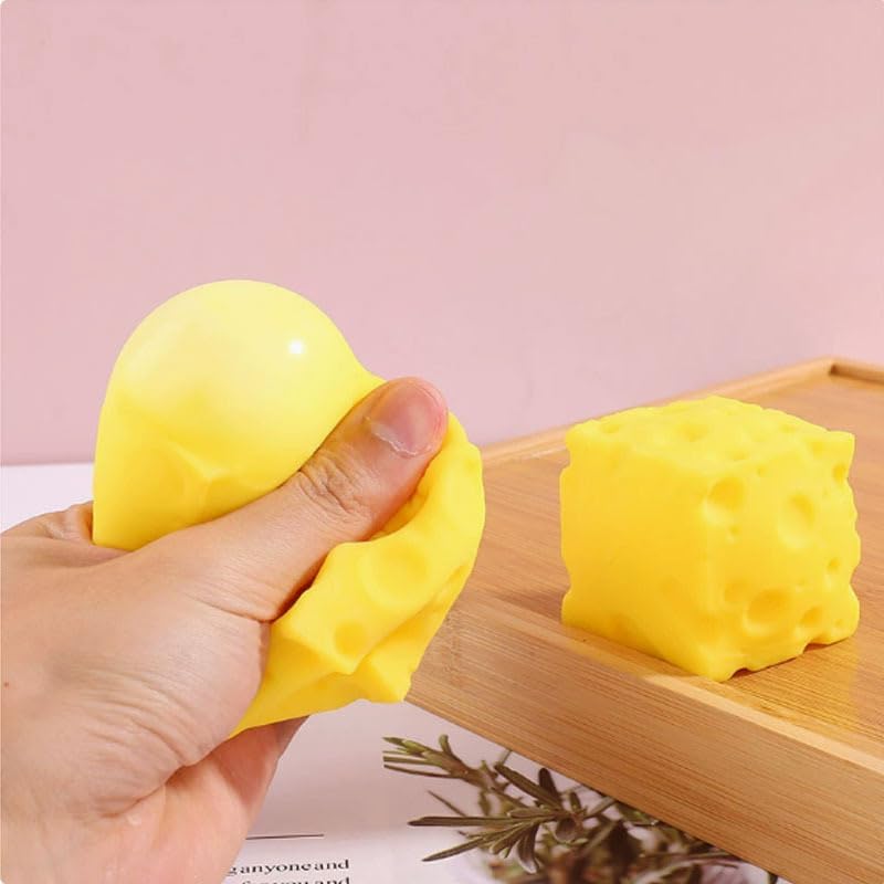 1.9'' Cheese Squishy Toy Yellow Cheese Block Cheese Squeeze Toy, Slow Rising Squeeze Fidget Toys Soft Sensory Squishies Gifts Party Favors for Kids Adults Teens