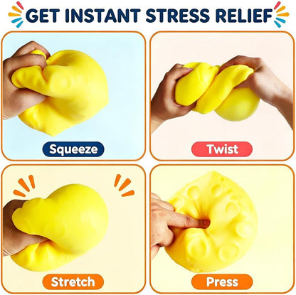 1.9'' Cheese Squishy Toy Yellow Cheese Block Cheese Squeeze Toy, Slow Rising Squeeze Fidget Toys Soft Sensory Squishies Gifts Party Favors for Kids Adults Teens