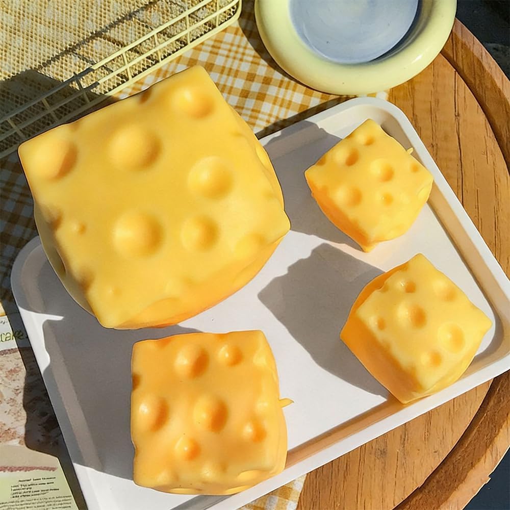 1.9'' Cheese Squishy Toy Yellow Cheese Block Cheese Squeeze Toy, Slow Rising Squeeze Fidget Toys Soft Sensory Squishies Gifts Party Favors for Kids Adults Teens