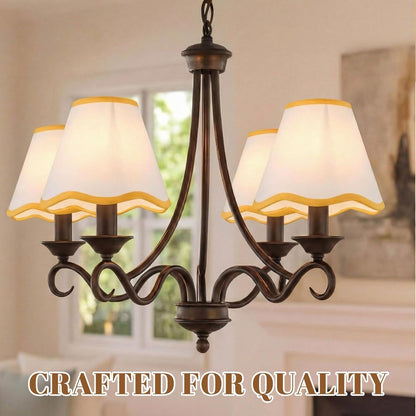 Set of 3 2.9" Top x 5.9" Bottom x 5.1" Height Lamp Shade with Petal Edge Chandelier Shades Fabric Scalloped Lampshade for Floor Wall Lamps Table Living Room Bedroom (Yellow Edge)