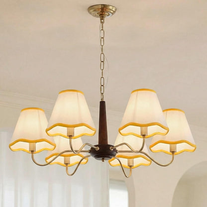 Set of 3 2.9" Top x 5.9" Bottom x 5.1" Height Lamp Shade with Petal Edge Chandelier Shades Fabric Scalloped Lampshade for Floor Wall Lamps Table Living Room Bedroom (Yellow Edge)