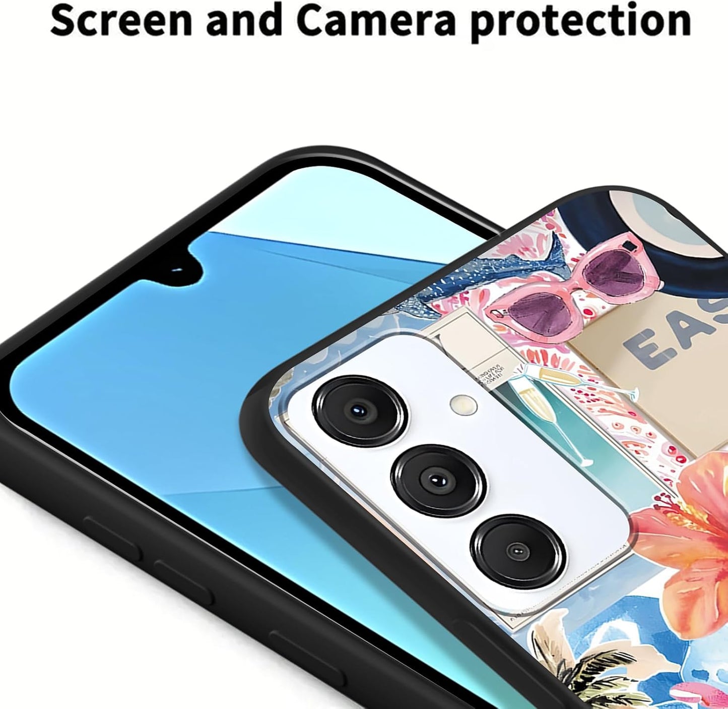 2 Pack Cute Beach Collage Phone Cases for Samsung Galaxy A16 5G 6.7" | Trendy Summer Vacation Hibiscus Lemon Boat Print Design Protective Funda for Women Girls Men Shockproof Soft Silicone Cover