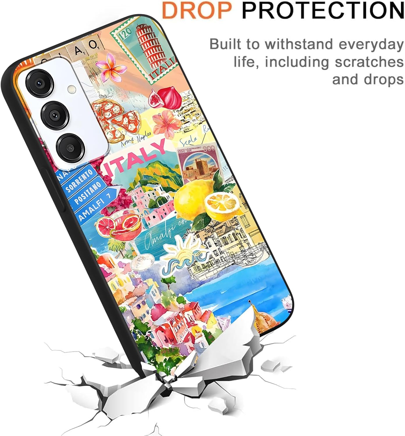 2 Pack Cute Beach Collage Phone Cases for Samsung Galaxy A16 5G 6.7" | Trendy Summer Vacation Hibiscus Lemon Boat Print Design Protective Funda for Women Girls Men Shockproof Soft Silicone Cover