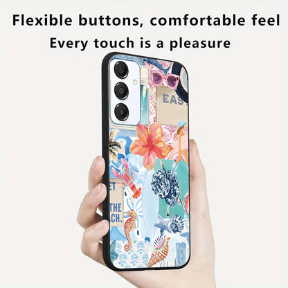 2 Pack Cute Beach Collage Phone Cases for Samsung Galaxy A16 5G 6.7" | Trendy Summer Vacation Hibiscus Lemon Boat Print Design Protective Funda for Women Girls Men Shockproof Soft Silicone Cover