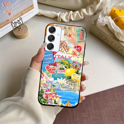 2 Pack Cute Beach Collage Phone Cases for Samsung Galaxy A16 5G 6.7" | Trendy Summer Vacation Hibiscus Lemon Boat Print Design Protective Funda for Women Girls Men Shockproof Soft Silicone Cover