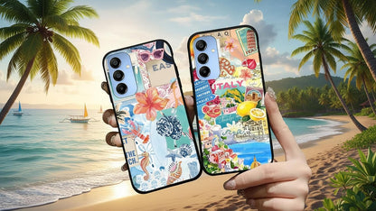 2 Pack Cute Beach Collage Phone Cases for Samsung Galaxy A16 5G 6.7" | Trendy Summer Vacation Hibiscus Lemon Boat Print Design Protective Funda for Women Girls Men Shockproof Soft Silicone Cover