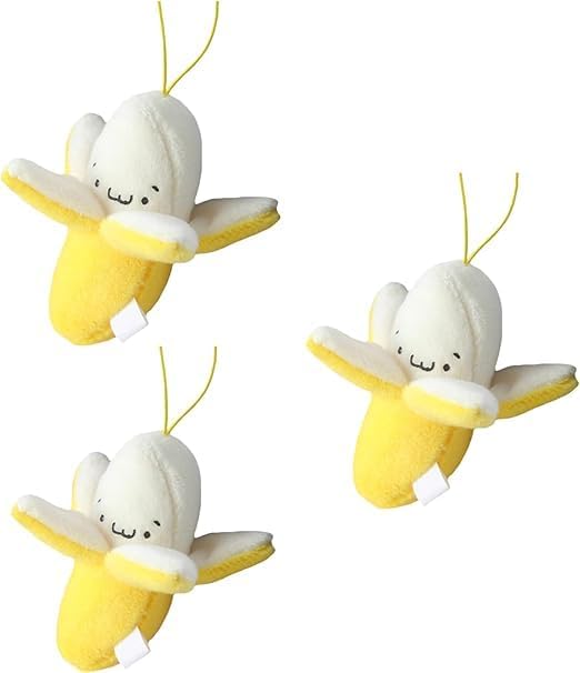 3Pcs Yellow Peeling Banana Decoration, Birthday Gift PP Cotton Peeling Banana Shape Plush Pendant for Decoration