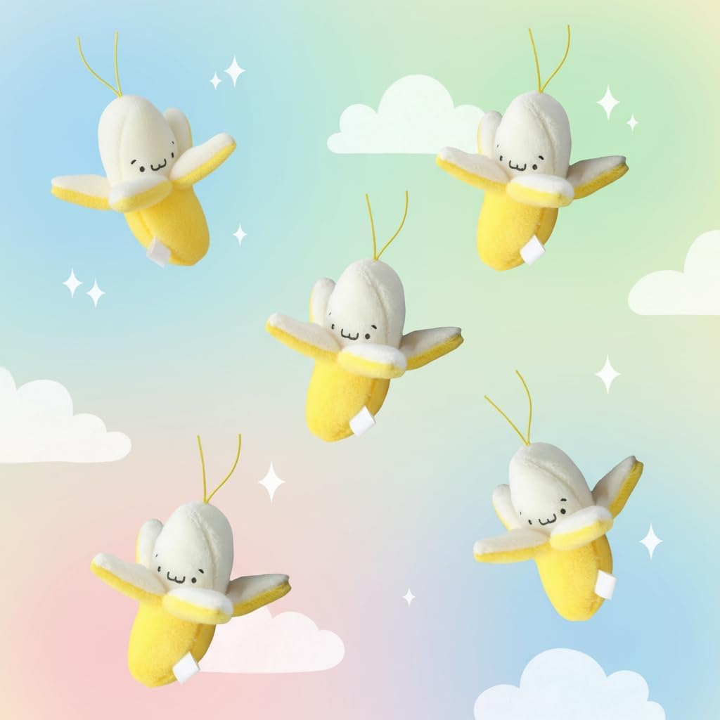 3Pcs Yellow Peeling Banana Decoration, Birthday Gift PP Cotton Peeling Banana Shape Plush Pendant for Decoration