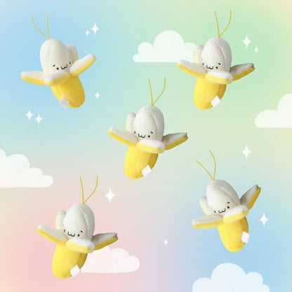 3Pcs Yellow Peeling Banana Decoration, Birthday Gift PP Cotton Peeling Banana Shape Plush Pendant for Decoration
