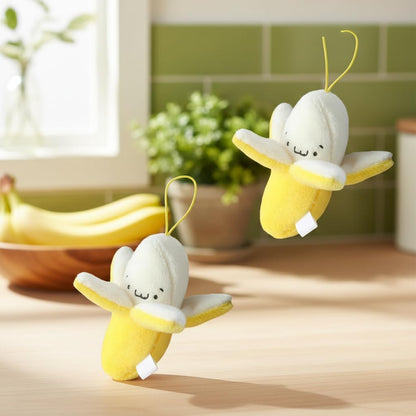 3Pcs Yellow Peeling Banana Decoration, Birthday Gift PP Cotton Peeling Banana Shape Plush Pendant for Decoration
