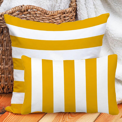 Mustard Yellow and White Stripe Set of 2 12x20 Inch Cotton Polyester Rectangle Throw Pillow Cover Decorative Soft Lumbar Cushion Case Slipcover Home Decor Room Bed Couch Sofa Pillowcase Sham