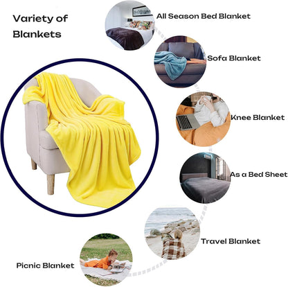 Yellow Fleece Plush Throw Blanket 108"x90"for Couch Sofa Fuzzy Cozy Flannel | Super Soft Lightweight Microfiber Blanket for Bed Chair bedroom Home Decor All Season,Birthday Gifts for Women Mom Adult