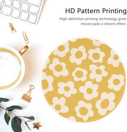 Retro Yellow Flowers Mouse Pad Cute Travel Mousepad for Laptop Wireless Mouse Aesthetic Office Accessories Computer Mouse Pads for Desk Mini Mouse Pad, Yellow Floral