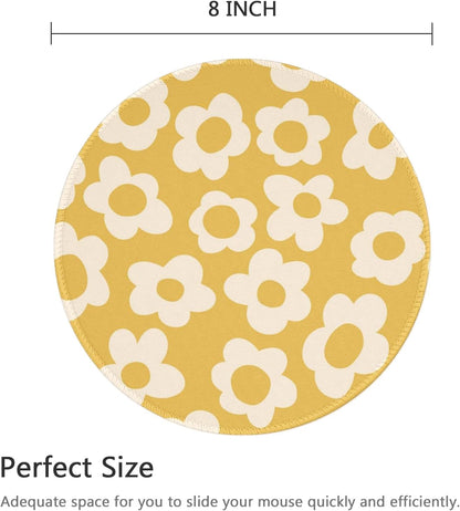 Retro Yellow Flowers Mouse Pad Cute Travel Mousepad for Laptop Wireless Mouse Aesthetic Office Accessories Computer Mouse Pads for Desk Mini Mouse Pad, Yellow Floral