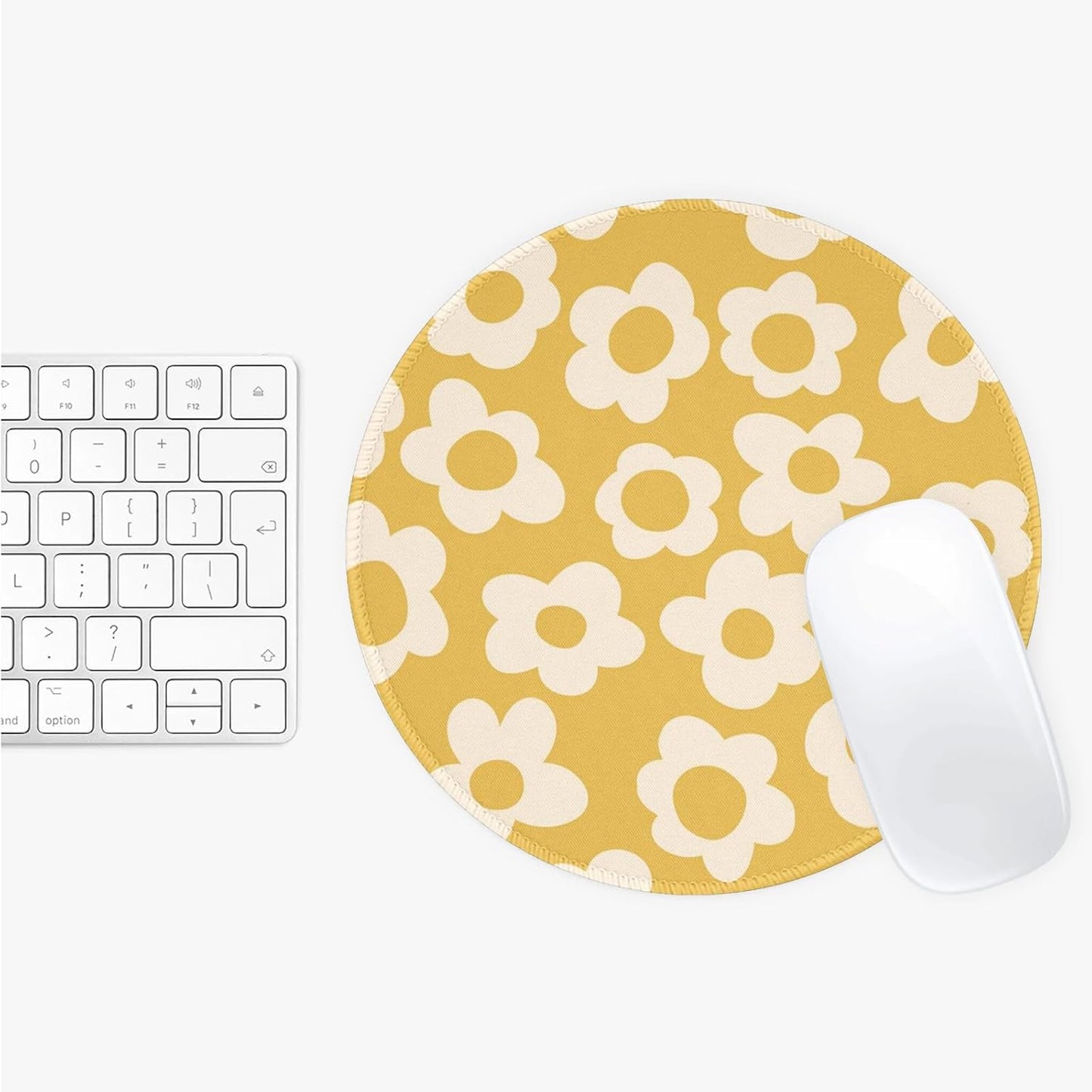 Retro Yellow Flowers Mouse Pad Cute Travel Mousepad for Laptop Wireless Mouse Aesthetic Office Accessories Computer Mouse Pads for Desk Mini Mouse Pad, Yellow Floral