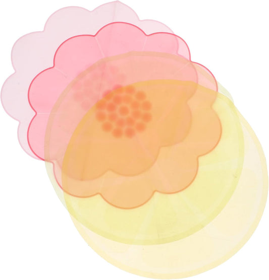 Silicone Stretch Lids for Bowls Food Covers, 4pcs Reusable Airtight Food Storage Seal Covers in Rose Red, Light Pink, Yellow, Green for Kitchen Fruit Preservation and Microwave
