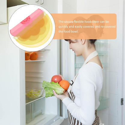 Silicone Stretch Lids for Bowls Food Covers, 4pcs Reusable Airtight Food Storage Seal Covers in Rose Red, Light Pink, Yellow, Green for Kitchen Fruit Preservation and Microwave