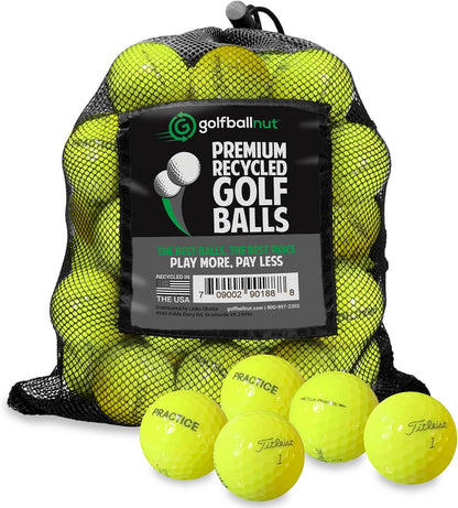 – 48 Recycled Golf Balls for Titliest Tour Practice - Good Condition – Bright Yellow Range & Practice GolfBalls – Mesh Bag Included – Sustainable Used Golf Balls