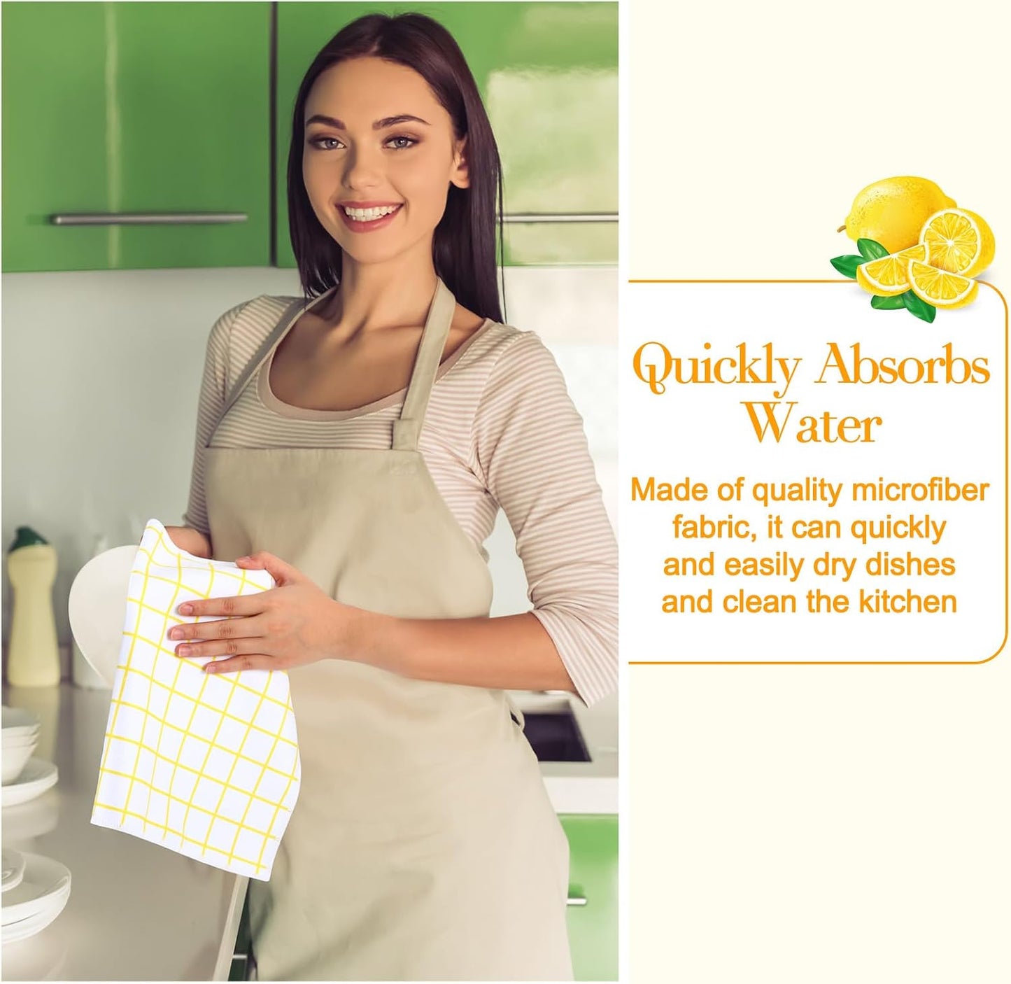 15 Pack Lemon Kitchen Towels Lemons Dish Towels 28 x 16 Inch & 12 x 12 Inch Absorbent Yellow Accessories for Kitchen Bathroom Summer Decor Gifts, 5 Style