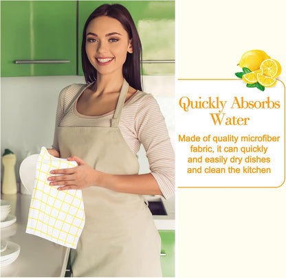 15 Pack Lemon Kitchen Towels Lemons Dish Towels 28 x 16 Inch & 12 x 12 Inch Absorbent Yellow Accessories for Kitchen Bathroom Summer Decor Gifts, 5 Style