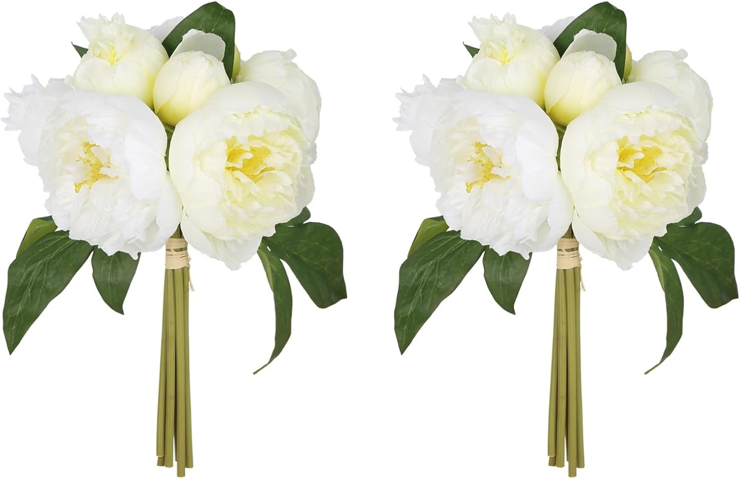 Yellow Peonies Silk Flowers 2 Bouquets Fake Peonies 14 Heads Faux Peony Flowers with Stems for Wedding Decoration Bride Bouquet Faux Flowers Crafts Floral Arrangement (Yellow)