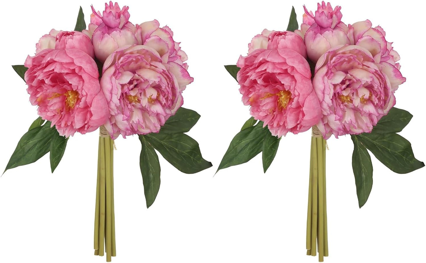Yellow Peonies Silk Flowers 2 Bouquets Fake Peonies 14 Heads Faux Peony Flowers with Stems for Wedding Decoration Bride Bouquet Faux Flowers Crafts Floral Arrangement (Yellow)