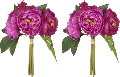 Yellow Peonies Silk Flowers 2 Bouquets Fake Peonies 14 Heads Faux Peony Flowers with Stems for Wedding Decoration Bride Bouquet Faux Flowers Crafts Floral Arrangement (Yellow)