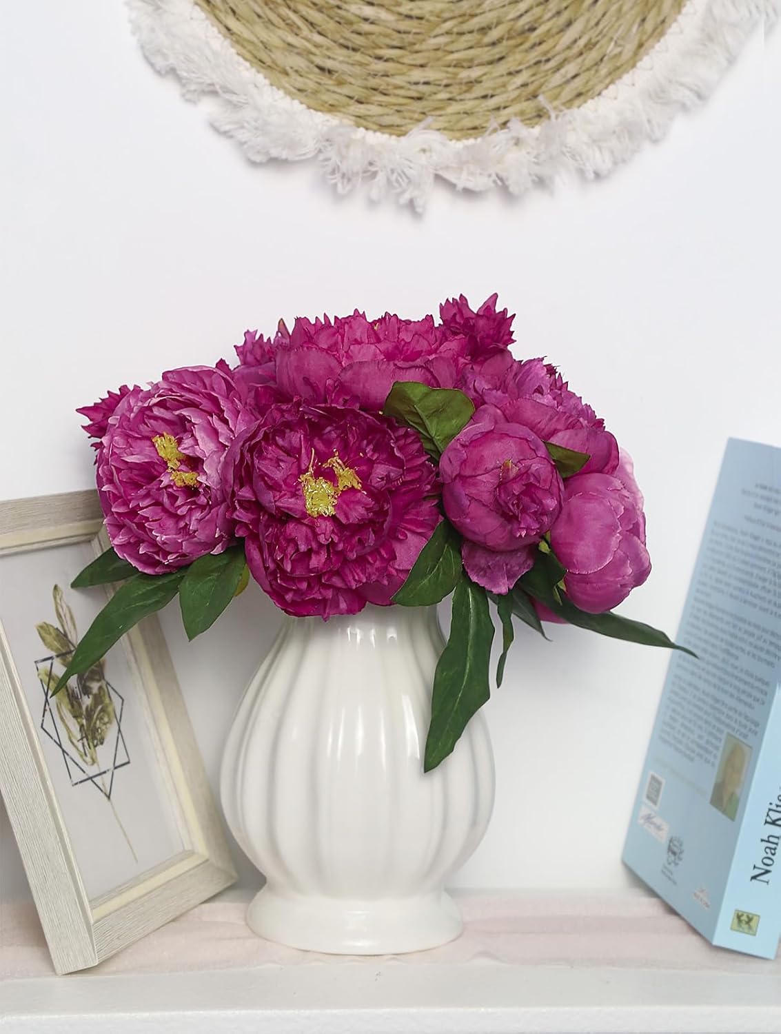 Yellow Peonies Silk Flowers 2 Bouquets Fake Peonies 14 Heads Faux Peony Flowers with Stems for Wedding Decoration Bride Bouquet Faux Flowers Crafts Floral Arrangement (Yellow)