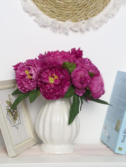Yellow Peonies Silk Flowers 2 Bouquets Fake Peonies 14 Heads Faux Peony Flowers with Stems for Wedding Decoration Bride Bouquet Faux Flowers Crafts Floral Arrangement (Yellow)