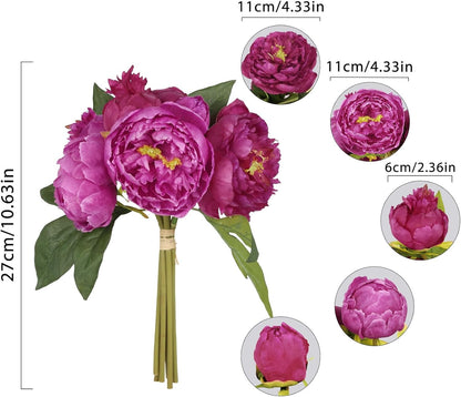 Yellow Peonies Silk Flowers 2 Bouquets Fake Peonies 14 Heads Faux Peony Flowers with Stems for Wedding Decoration Bride Bouquet Faux Flowers Crafts Floral Arrangement (Yellow)